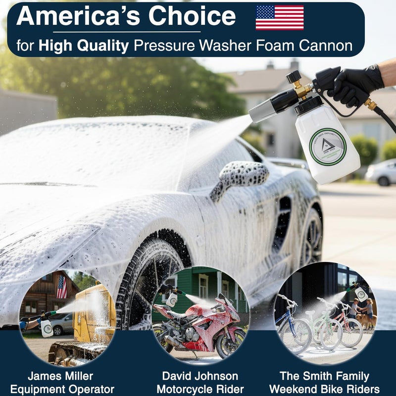 DBR Tech Foam Cannon for Pressure Washer, 1.1mm Orifice, 1000-4000 PSI, 1/4 Inch Quick Connector, Wide Neck and Adjustable Spray, Heavy Duty Car Snow Foam Blaster for Superior Foaming & Deep Clean, Grey - Image 3